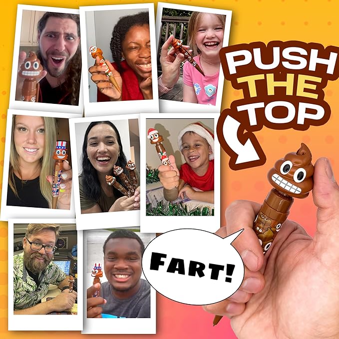 Farting Poop Pen with 7 Funny Fart Sounds - Easter Basket Stuffers for Teens & Kids, Silly Novelty Gag Gift for Boys & Girls, Easter Toys Essentials, Great for Birthdays, Funny Gift (Grimace)