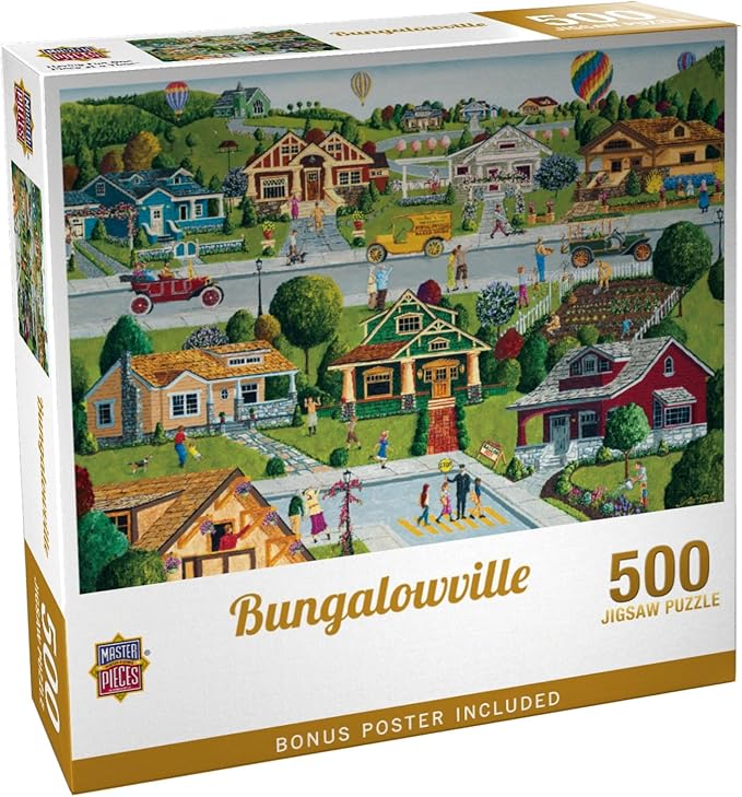 Masterpieces Bungalowville Jigsaw Puzzle - 500 Piece Puzzle for Adults and Families - Adult Puzzles