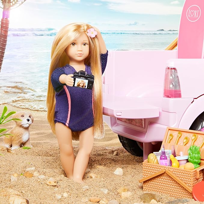 Lori – 6-Inch Mini Surfer Doll with Accessories – Surfing Swimsuit & Surfboard – 3+ Years– Audrina