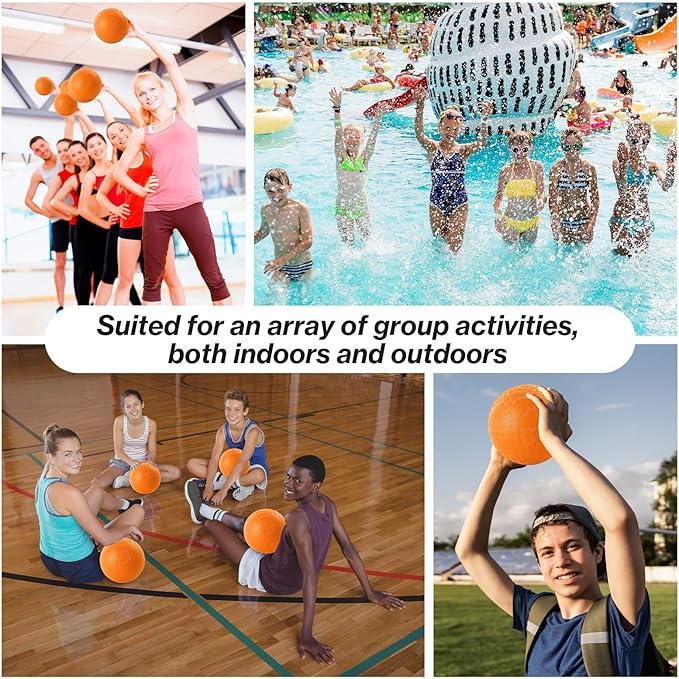 12 Pack Dodgeballs 5 Inch Playground Ball Kickball Orange Inflatable Rubber Handball Bouncy Dodge Ball with 1 Hand Pump for Outdoors Ball Games Gym Camps Picnic