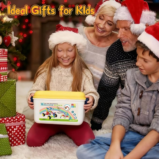 Building Blocks STEM Toys for 3 4 5 6 7 8+ Year Old Boy Girl Birthday Gift, 142 Pcs Building Toys for Preschool Classroom Educational Toy Building Sets Creative Activities for Kids