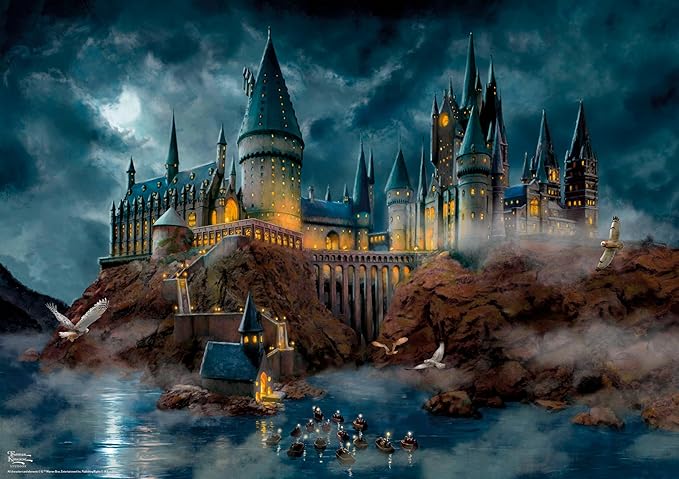 Ceaco 500 Piece Thomas Kinkade Hogwarts Castle Puzzle for Adults, Silver Select - 500 Piece Jigsaw Puzzle - Challenging and Colorful Puzzle for Adults – Precision-Cut Pieces, Beautiful Artwork