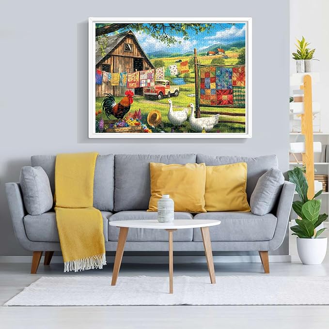500 Pieces Puzzles for Adult Jigsaw Puzzle 500 Piece Puzzle Elderly Puzzle Chicken Duck Farm Puzzles Gift for Mom Dad Family Friend Family Activity Games Home Decor Wall Art 20.5x15IN
