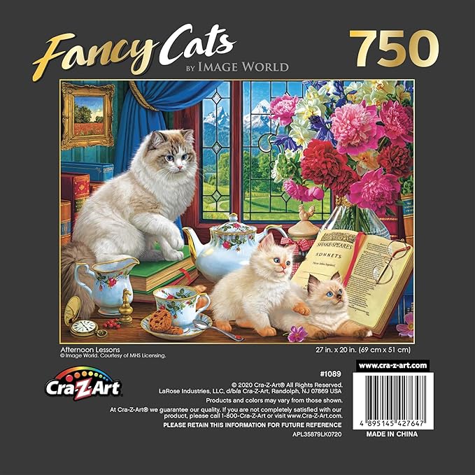 RoseArt - Fancy Cats - Afternoon Lessons - 750 Piece Jigsaw Puzzle for Adults