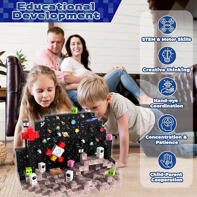 Magnetic Blocks-100PCS Magnetic Building Blocks,Space Rocket Magnetic Tiles Cubes 2026 Upgraded STEM Game, Christmas Birthday Gifts for 3 4 5 6 7 8 9 10 Year Old Boys and Girls