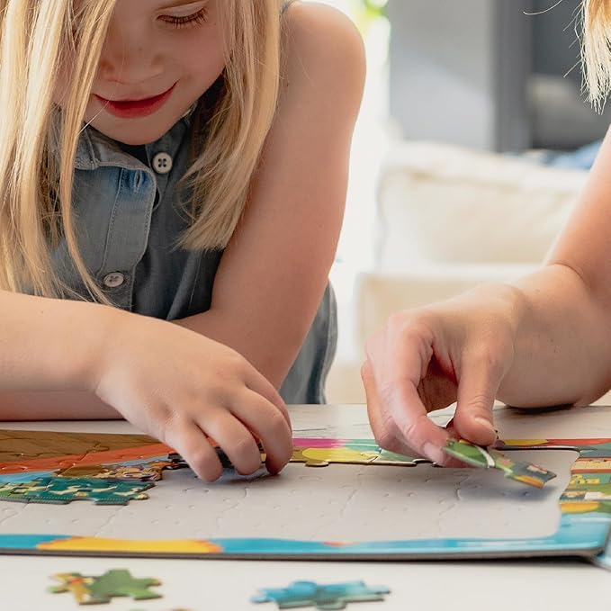 Chuckle & Roar - 4 Pack Tray Puzzles for Kids - USA Animal Map, Polar Animals, Adventure Awaits, Fair Theme - 36 & 48 Piece Preschool Puzzles - Large Pieces for Little Hands