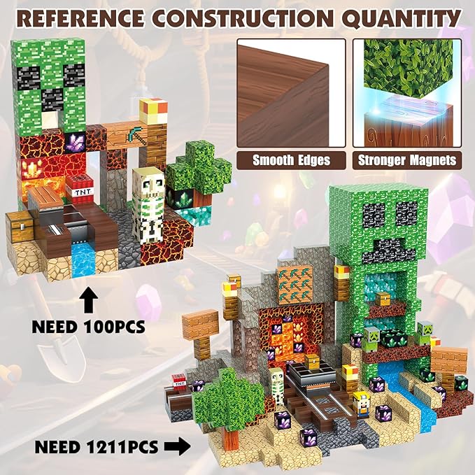 JIMI Magnetic Building Blocks Set, Magnetic Blocks STEM Construction Toys, Montessori Sensory Stacking Toys for Boys Girls Age 3 4 5 6 7 8, Magnet Cubes Christmas Birthday Present for Kids