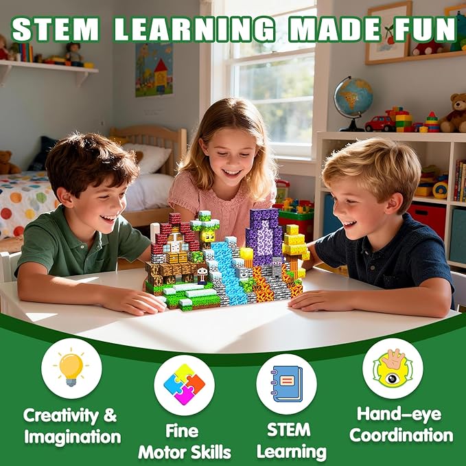 Magnetic Blocks, 208PCS Magnetic Building Blocks, Stacking Magnetic for Kids, Sensory Toy for STEM Constructions Magnetic Blocks for Boys Girls Age 3+, Holiday Birthday Gifts