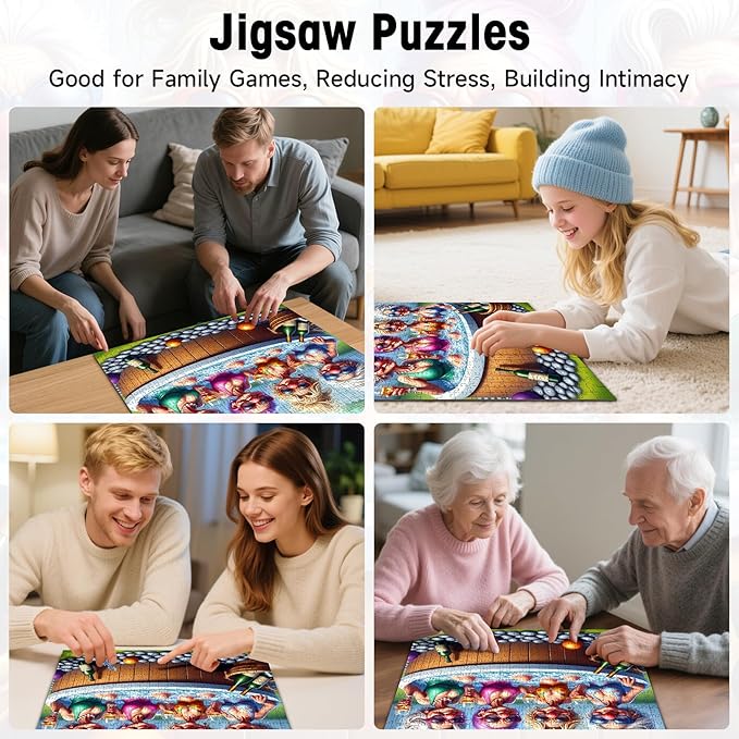 500 Piece Puzzles for Adults, Funny Senior Ladies Hot Tub Jigsaw Puzzle with Wine Scene, Cardboard Puzzle with Letters on Back for Game Nights & Home Decor, 18×18 Inch