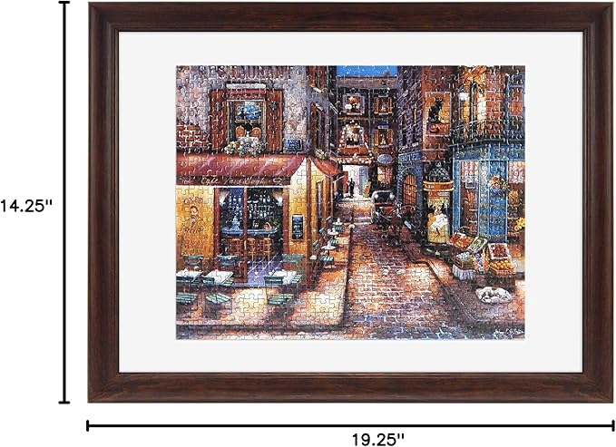 MCS 14.25x19.25 Puzzle Frame for Finished Puzzles, Walnut Woodgrain Vertical & Horizontal Wall-Mounted Picture Display for Preservation (1-Pack)