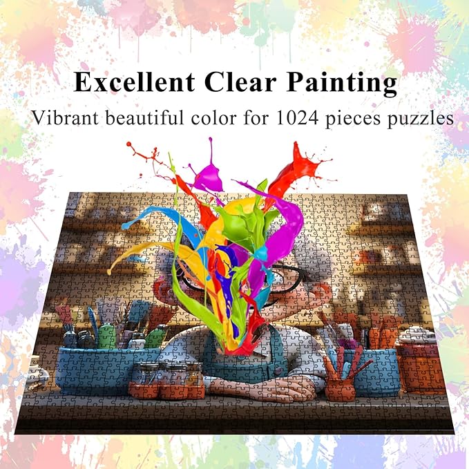 Puzzles for Adults 1024 Pieces, Workshop Jigsaw with Poster Letter on Back, Unique Pieces Fit Well No Dust (22.8"x22.8")
