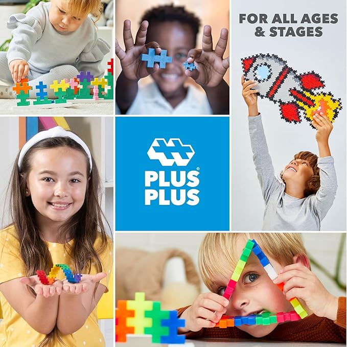 PLUS PLUS - Open Play Set - 600 Piece - Pastel Color Mix, Construction Building Stem Toy, Interlocking Mini Puzzle Blocks for Kids
