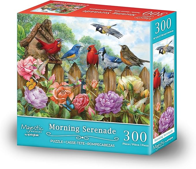 Majestic Value Brand 300 Piece Jigsaw Puzzle Features Many Wild Birds Perched on Fenceposts
