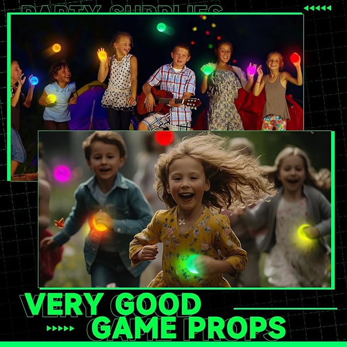 Lewtemi 36 Pcs Glow in The Dark Balls Glowing Stick Balls Bulk Lighted Bouncy Rubber Long Lasting Bright Night Party Supplies for Holiday Carnival Goodie Bag Fillers