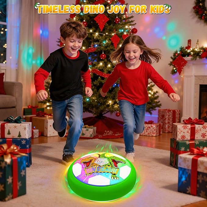 Dinosaur Toys for Boys Glowing Hover Soccer Ball,Light Up Hover Ball for 3 4 5 6 7 8 9 10 11 12 year old Boy,Indoor Outdoor Kids Toys,Air Floating Soccer Toy,Fun Christmas Birthday Gift for Boy 3–12