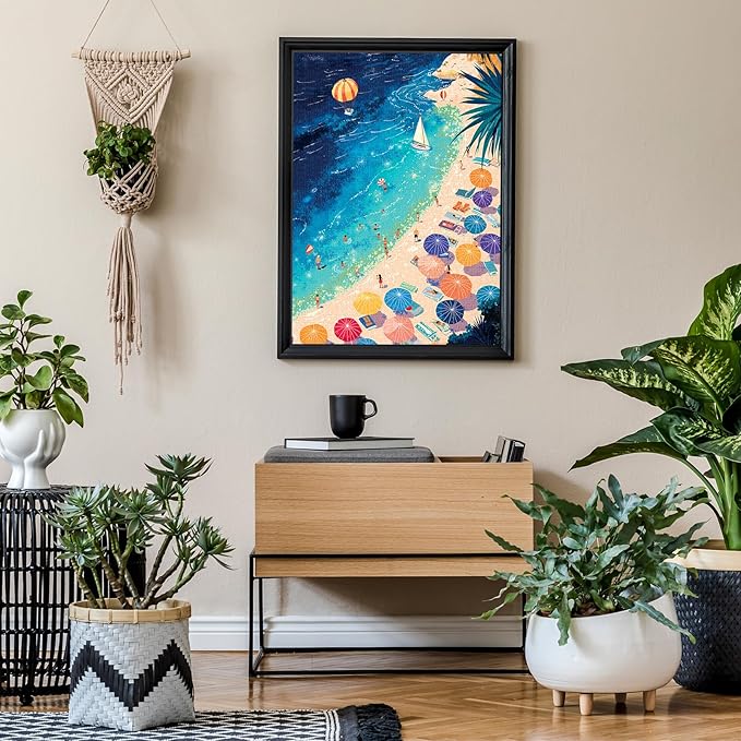 Jigsaw Puzzles for Adults 1000 Pieces, Summer Vacation Blue Sea Beach Challenging Unique Puzzle for Game Night Family Home Decor, 20x27 Inches, Seabeach