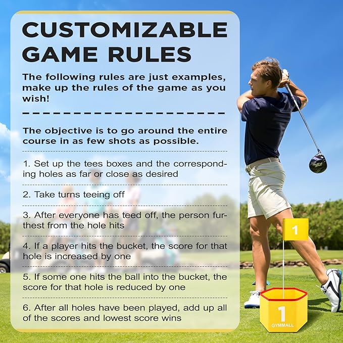Backyard Golf Set for Kids, Adults and Family, Portable 6 Holes Golf Course with Balls, Flags and Carry Bag for Lawn, Park, Beach and Hotel - Yellow