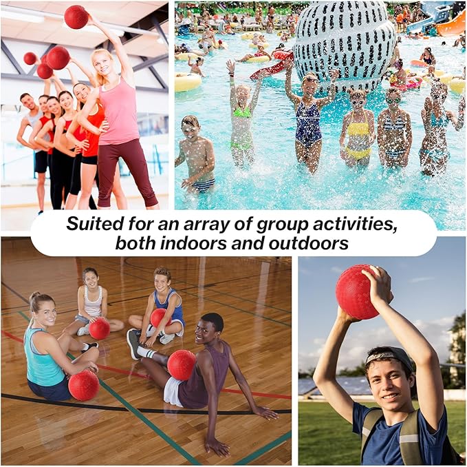 24 Pcs Dodgeballs 5 Inch Playground Ball Red Kickball Inflatable Rubber Handball Bouncy Dodge Ball with 1 Hand Pump for Outdoors Ball Games Gym Camps Picnic (Red)