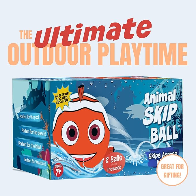 Activ Life The Ultimate Water Skip Balls, Water Bouncing Ball for Swimming Pool, Beach Toys for Friends, Family, Kids and Adults