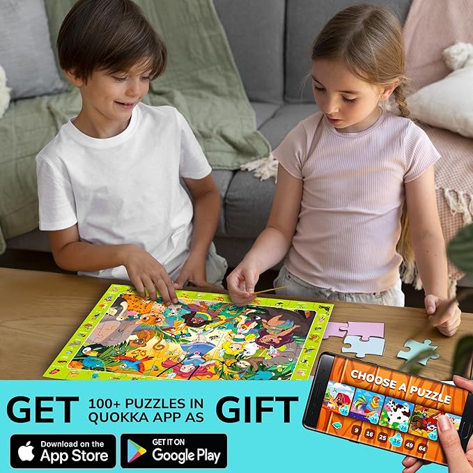 QUOKKA 100 Piece Puzzles for Kids Ages 4-6 – 4 Set Princess Puzzles for Kids Ages 6-8 – Search and Find Game with Unicorn, Mermaid, Fairy for Toddlers 3-5 – Learning Toy Gift for Boys and Girls