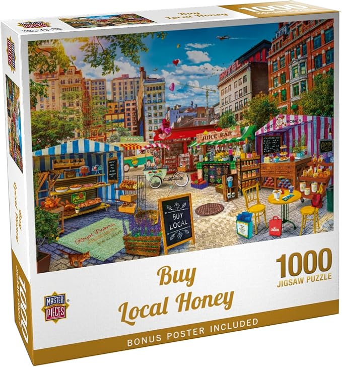 Masterpieces 1000 Piece Jigsaw Puzzle for Adults - Buy Local Honey - Christmas Jigsaw - Adult Jigsaw Puzzles 1000 Pieces - 19.25"x26.63"
