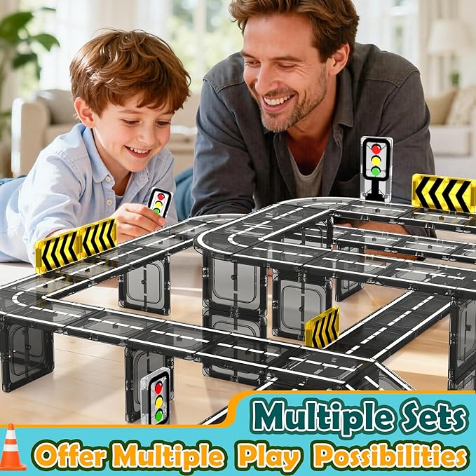 Magnetic Tiles Road Expansion Pack, STEM Magnet Building Blocks for Toddler Kids Toys, Montessori Educational Toys for 3+ Year Old Boys & Girls, Creative Toy Gifts for Kids
