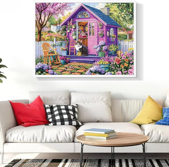 300 Piece Puzzles for Adults, Jigsaw Puzzles 300 Pieces for Adults Kids Ages 8-10 10-12 Spring Garden Puzzle Cat Jigsaw Puzzle 300 Pieces Puzzle Game Family Activity Nights Gift Toy 20.5x15in