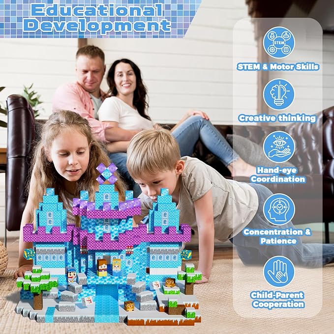 Magnetic Blocks - 150PCS Magnetic Blocks Build Ice Castle - Magnetics Toys for Montessori Toddler Easter Christmas Birthday Gifts - STEM Sensory Toys for 3 4 5 6 7 8 9 10 Year Old Girls