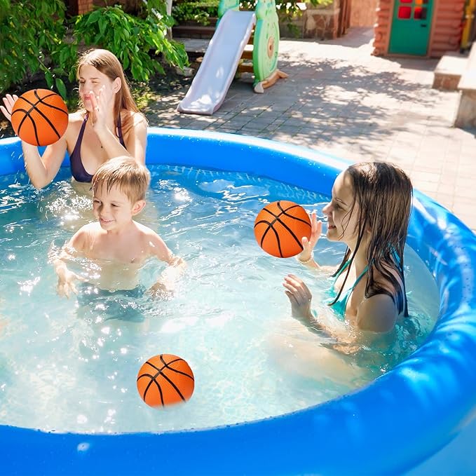Gejoy 7 Inch Mini Basketballs Set of 3 with Ball Pump Needles Inflatable Mini Hoop Basketball Replacements Pool Party Balls Kids Adults Indoor Outdoor Sports Summer Beach Games, Orange