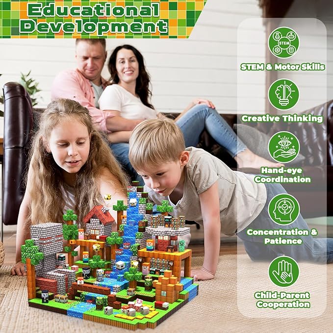 300 PCS Magnetic Blocks - Magnetic Building Blocks, Stacking Magnets for Kids, Sensory Toy for STEM Montessori Sensory Toys for Kids 3+ Boys and Girls Easter Christmas Birthday Gifts