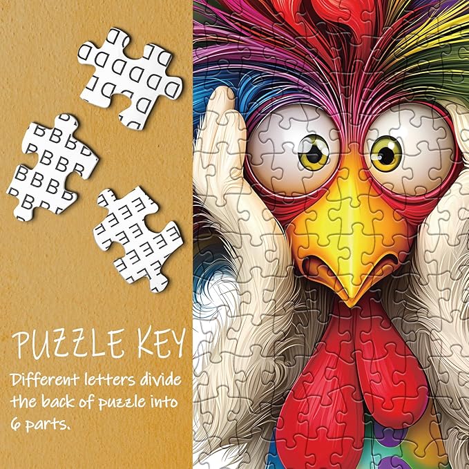 Funny Bird Puzzle for Adults 1000 Pieces, Colorful Chicken Jigsaw Puzzle, Cute Animal Rainbow Puzzle