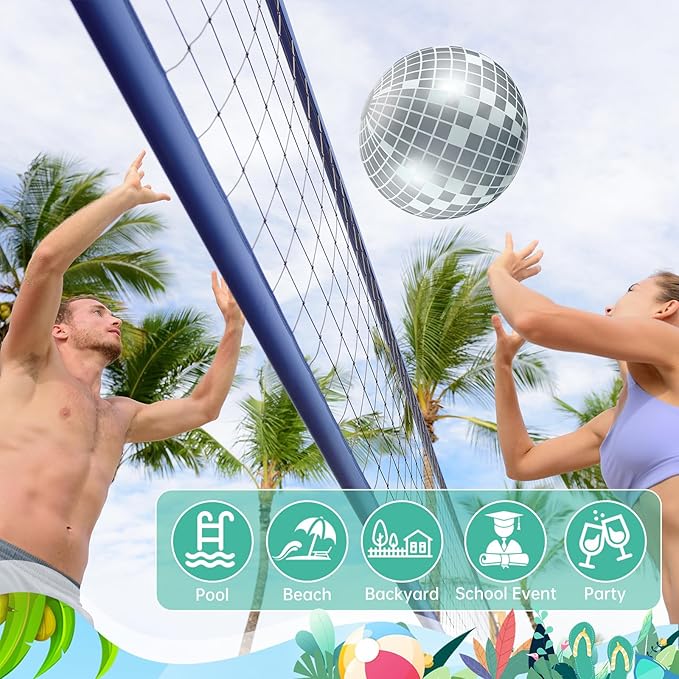12 Pcs Inflatable Beach Ball Disco Theme Party Decoration Inflatable Disco Ball for Summer Pool Indoor Outdoor Beach Sports Theme Decor Gift