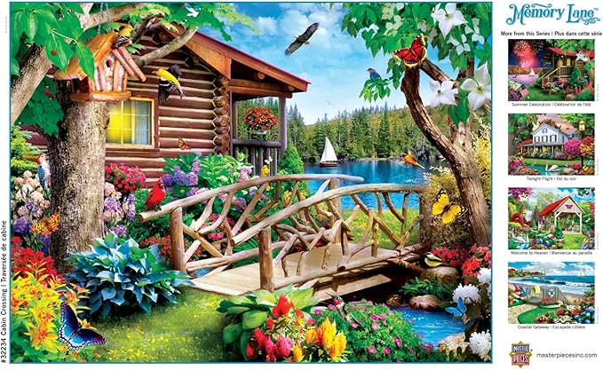 MasterPieces - 300 Piece Jigsaw Puzzle, Large EZ Grip Shapes, Cabin Crossing, Fun for Adults, Seniors, Family, Kids, Non-Glare Finish, 18"x24"