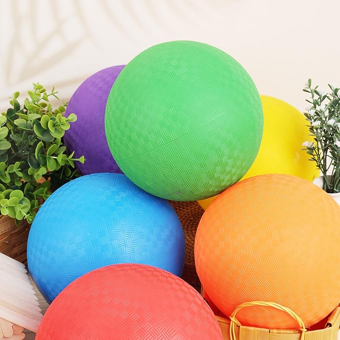 LovesTown Inflatable Playground Ball, 8.5 Inch Dodgeballs Kickballs with Air Pump, for 4 Square Ball Games, Sports Toys, Green (Pack of 2)