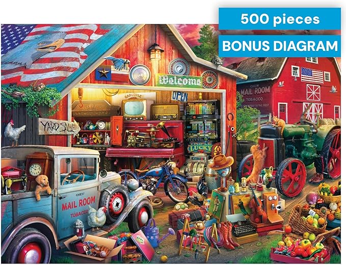 Buffalo Games - Antique Barn - Eduard - 500 Piece Jigsaw Puzzle for Adults - Charming Country Life Scene - Challenging Puzzle Perfect for Game Nights - Finished Size 21.25 x 15.00