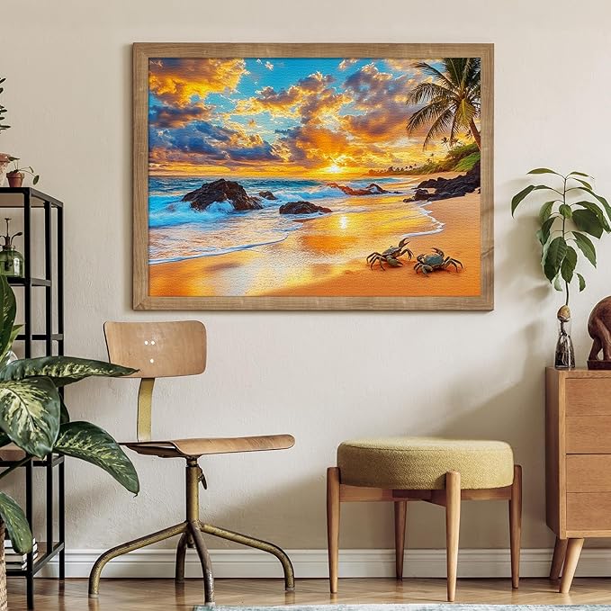 Crabs on Sunset Beach Puzzles for Adults 1000 Pieces, Impossible Hard Difficult Challenging Jigsaw Puzzle 1000 Pieces, Christmas Birthday Gifts Home Decor for Adults/Friends/Family