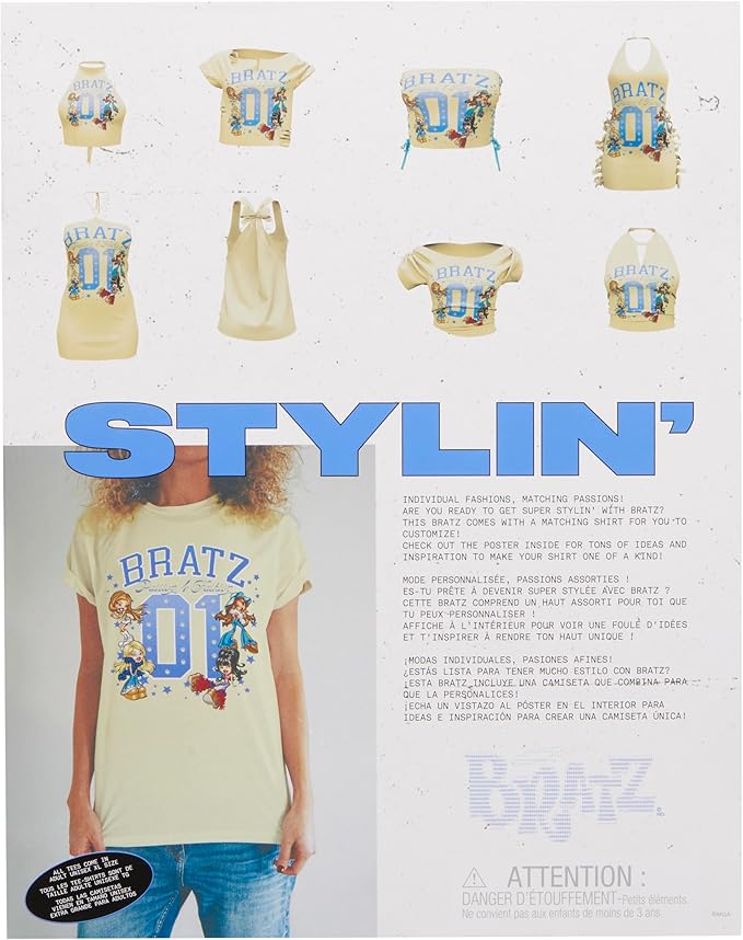 Bratz Stylin' Sasha Fashion Doll with Customizable T-Shirt for You and Accessories