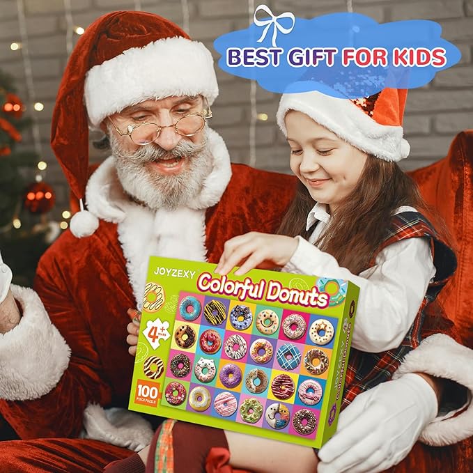 Puzzles for Kids Ages 6-8-10 Boys Girls, Colorful Donuts 100 Piece Puzzle Children Learning Educational Toys Gifts for 8-10 Years Old