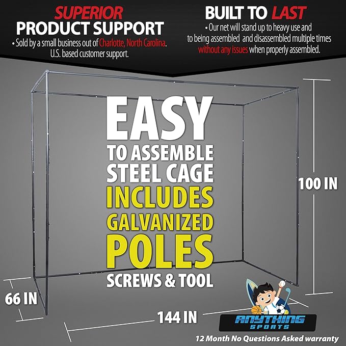 Complete Golf Simulator Enclosure Package – 4K-Ready Impact Screen with Blackout Cage, Projector Mount, Frame Poles, Side Shank Nets | Indoor & Garage Practice | Easy Setup | 12-Month Warranty