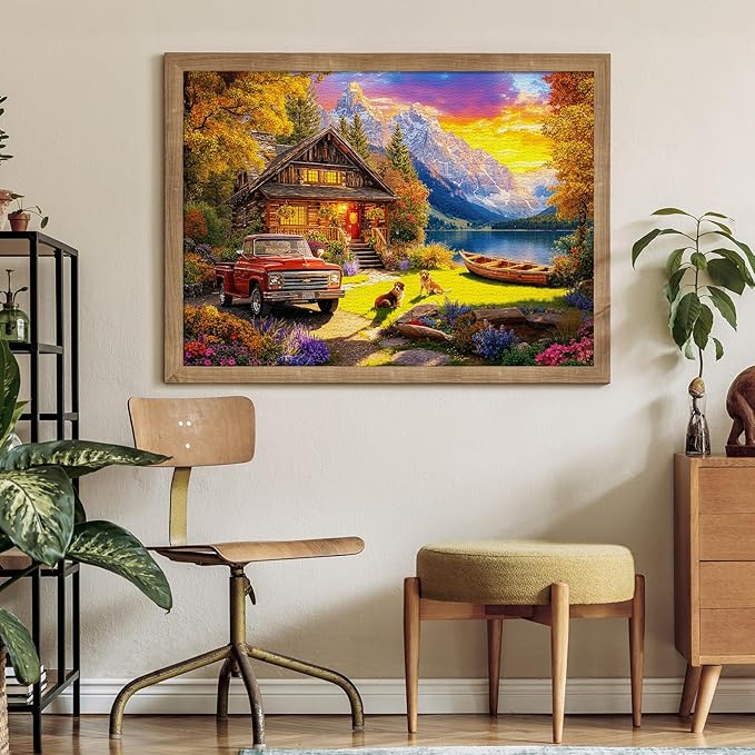 Lake Cabin Puzzles for Adults 1000 Pieces, Impossible Hard Difficult Challenging Jigsaw Puzzle 1000 Pieces, Christmas Birthday Gifts Home Decor for Adults/Friends/Family