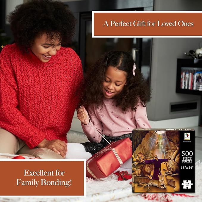 African American Expressions - Daniel in The Lion’s Den Puzzle – 500-Piece African American Biblical Jigsaw Puzzle for Adults | Inspirational Christian Puzzle with Stunning Artwork