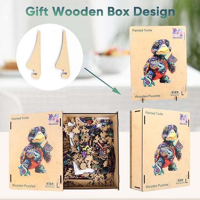 Mocfesk Colorful Ocean Wooden Puzzles, Sea Turtle Jigsaw Puzzles for Adults, Unique Shaped Nature Puzzles for Child, Birthday Gift Home Decor 18.5'' x 14.9''