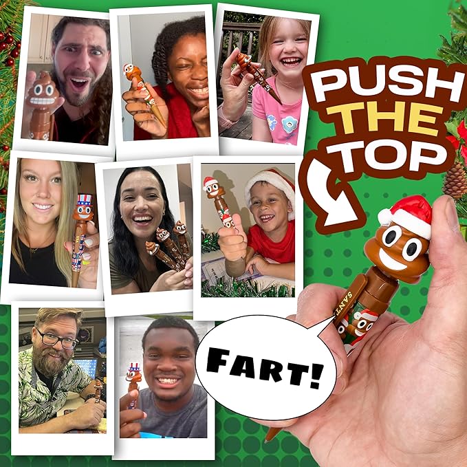 Farting Poop Pen with 7 Funny Fart Sounds - Easter Basket Stuffers for Teens & Kids, Silly Novelty Gag Gift for Boys & Girls, Easter Toys Essentials, Great for Birthdays, Funny Gift (Santa)