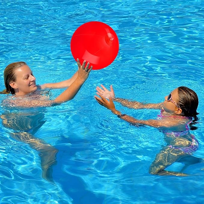10 Pack Red Beach Ball - 12Inch Blow Up Beach Ball Party Supplies for Kids, Inflatable Floating Balls for Summer Pool Parties, Outdoor Activities & Birthday Decorations(Red)