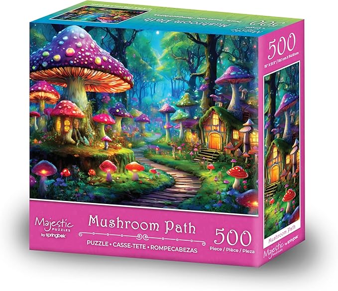 Majestic Value Brand 500 Piece Adult Puzzle of a Mystical Mushroom Fantasy Village