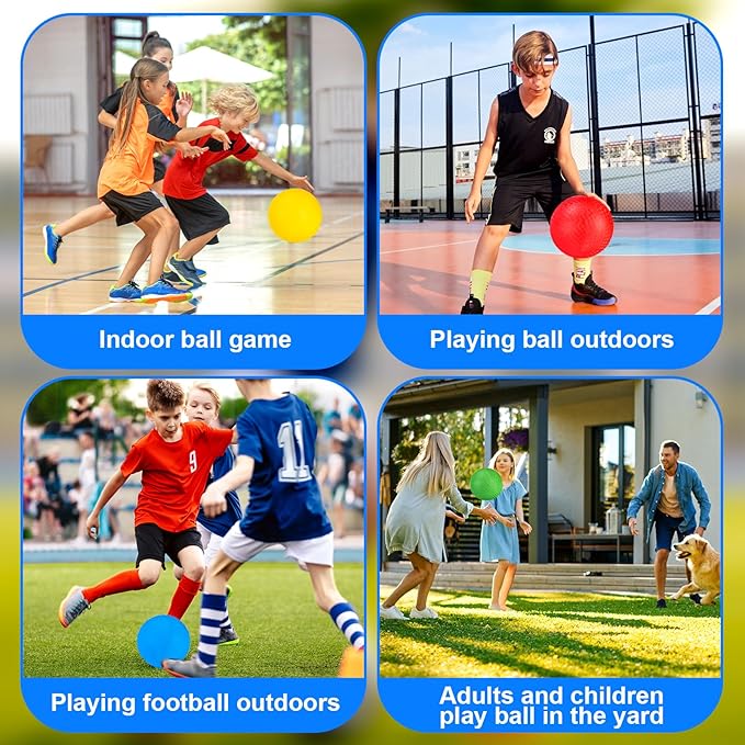 Kickball Set, 8.5 Inch Playground Ball, 4 Pcs Dodgeball Kickballs with 1 Pump, Rubber Kick Balls for Kids Adults Outdoor, Official Size Bouncing Hand Balls for Camps and Schools (8.5 Inch)