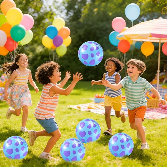 12 Pack Monster Cartoon Themed Beach Ball 7.87" Bulk for Summer Pool and Beach Game Gifts Blue Birthday Party Supplies Decorations Favor