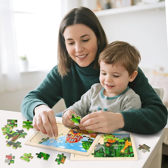 6 Packs Puzzles for Kids Ages 4-6,24Pcs Wooden Puzzles for Kids Ages 3-5,Dinosaur Animals Vehicle Space Farm Jigsaw Puzzles,Preschool Educational Toys Gifts for Children Ages 3+Year Olds Boys Girls