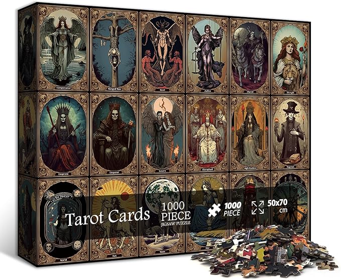 Horror Tarot Cards Puzzles for Adults 1000 Pieces and up, PICKFORU Halloween Puzzle as Horror Present, Scary Skull Puzzle as Home Decor