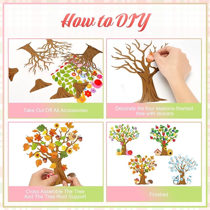 Bafeil 32 Set Seasonal Trees Craft Kits Make Your Own DIY Four Seasons Tree Decoration Spring Summer Autumn Winter Sticker Art Craft for School Classroom Home Activity Party Favor Supplies